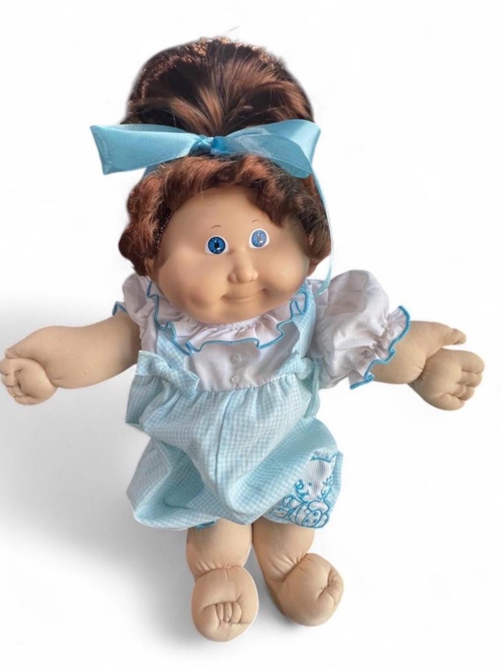 Vintage 80’s Girl Cabbage Patch Doll in Blue Vintage Dress